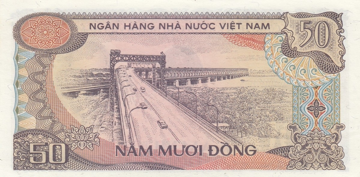 cầu thăng long trên tờ 50 đồng 1985