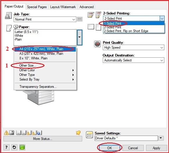  Cài đặt khổ giấy cho máy photocopy Xerox