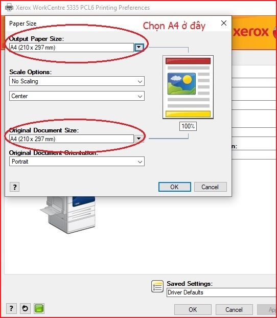 Cài đặt khổ giấy cho máy photocopy Xerox