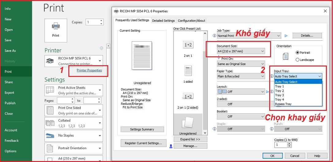 Chọn khay giấy máy in Ricoh 