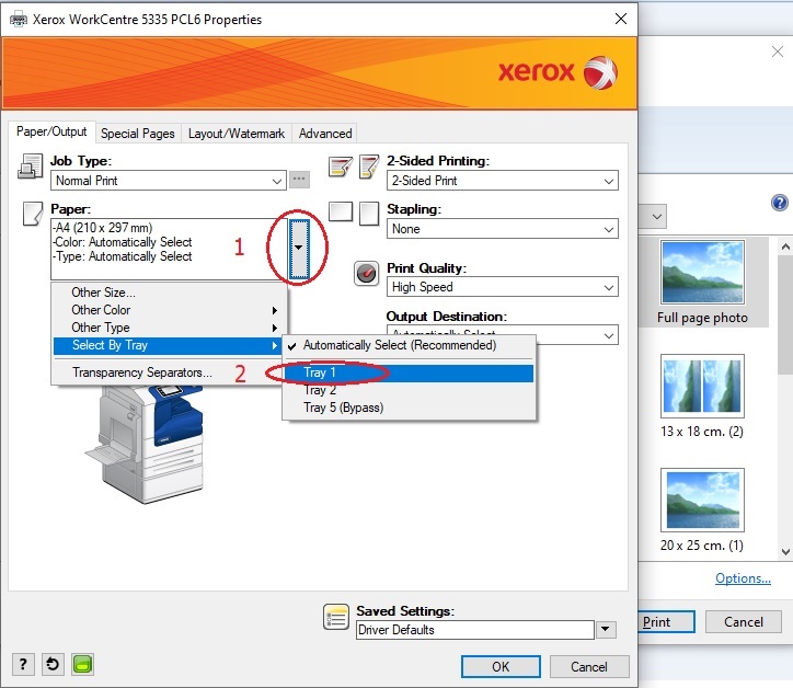 Chọn khay giấy máy in Fuji Xerox